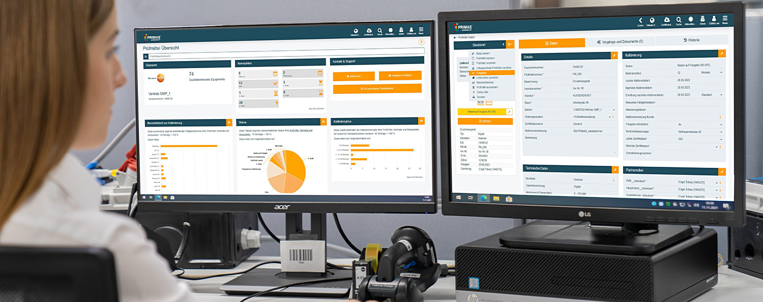 Prüfmittelverwaltung mit der validierten Prüfmittelmanagementlösung PRIMAS validated 